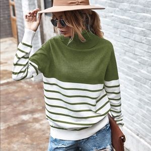 [4Packs] Turtle Neck Striped Sweater